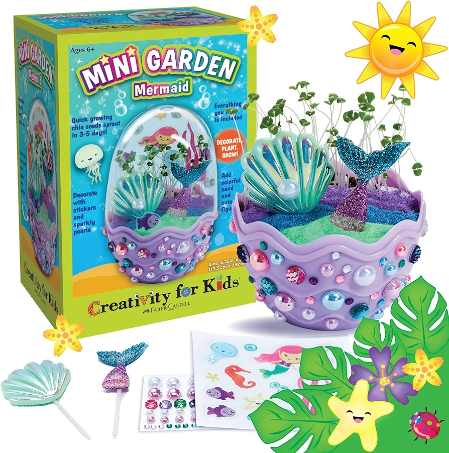 Creativity for Kids Mini Garden Mermaid Terrarium Kit - Crafts and Gifts for Girls Ages 6-8+, Stocking Stuffers