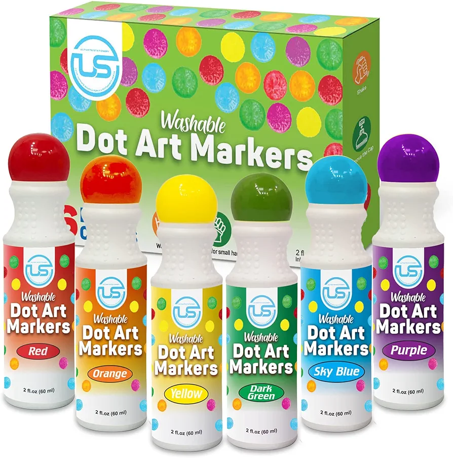 Dot Markers, Dot Markers for Toddlers, Dot Art, Dot Paints Washable for Kids, Bingo Daubers, Washable Dot Markers Toddler Arts and Crafts