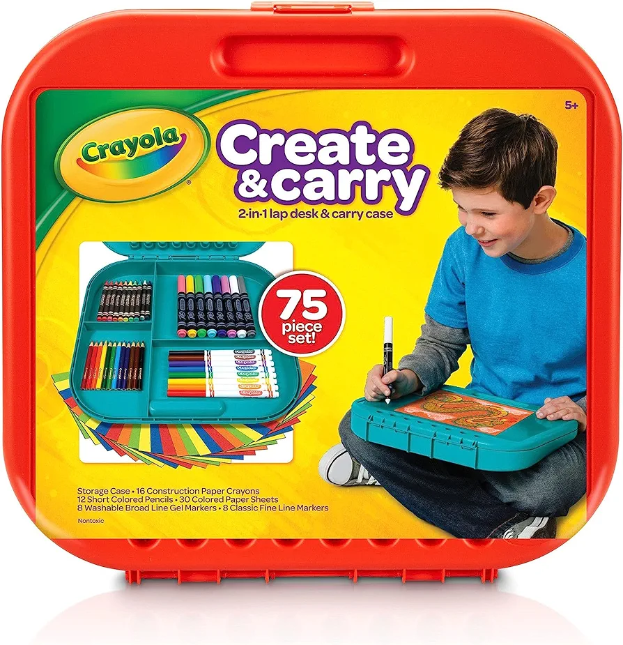 Crayola Create 'N Carry Art Set (75pcs), Art Supplies Kit, Drawing Set for Kids, Arts & Crafts Supplies, Gift for Kids, 5+