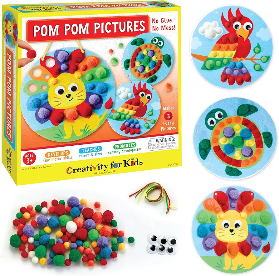 Creativity for Kids Pom Pom Pictures: Animals - Preschool Learning Activities, Sensory Toys for Toddlers, Toddler Arts and Crafts for Ages 3-5+