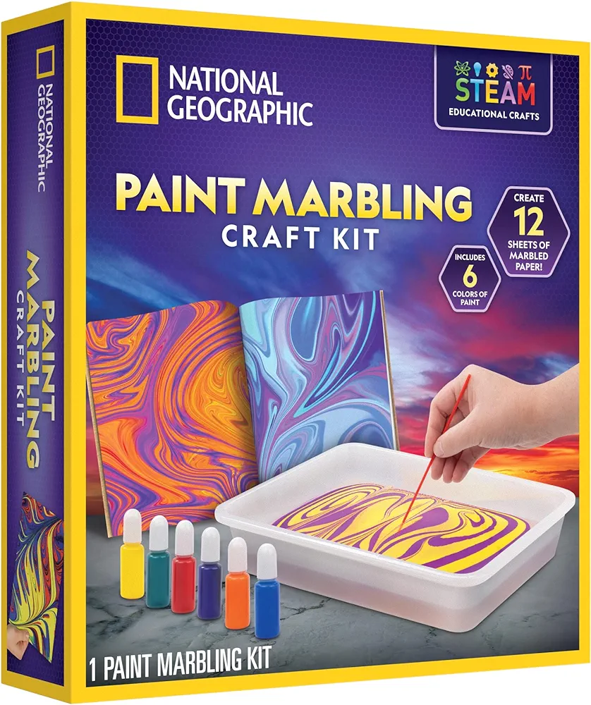 Marbling Art Kit - Create 12 Sheets of Marble Art with Paints & Water, Crafts for Kids, Amazon Exclusive