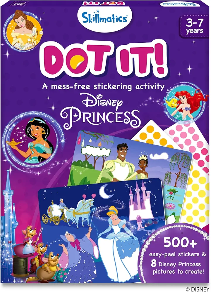 Skillmatics Art Activity - Dot It Disney Princess, No Mess Sticker Art for Kids, Craft Kits, DIY Activity, Scrapbooking, Gifts for Girls & Boys Ages 3, 4, 5, 6, 7, Travel Toys