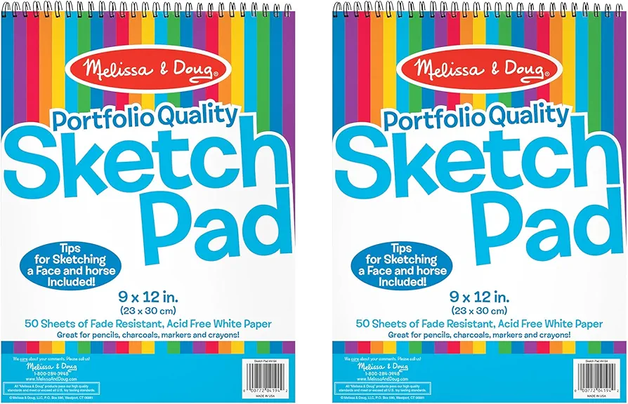 Melissa & Doug Sketch Pad (9 x 12 Inches) - 50 Sheets, 2-Pack - FSC Certified