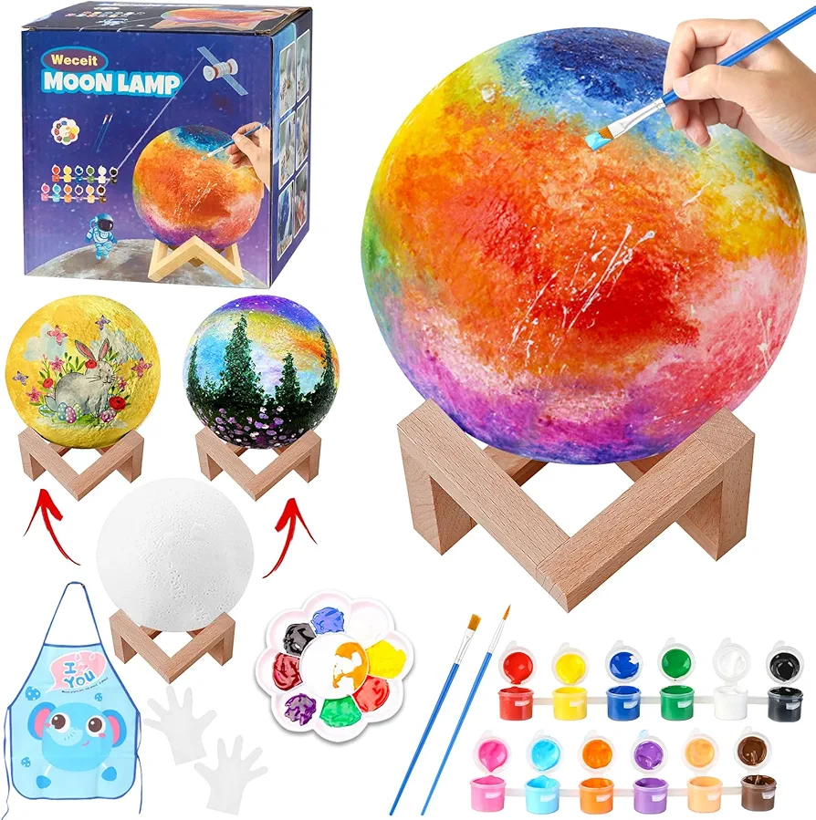 Paint Your Own Moon Lamp Kit, Gifts DIY 3D Moon Light Cool Galaxy Lamp,Toys for Teens Boys Girls, Arts & Crafts Kit Art Supplies for Kids, Arts and Crafts for Kids Ages 8-12 Birthday Gifts