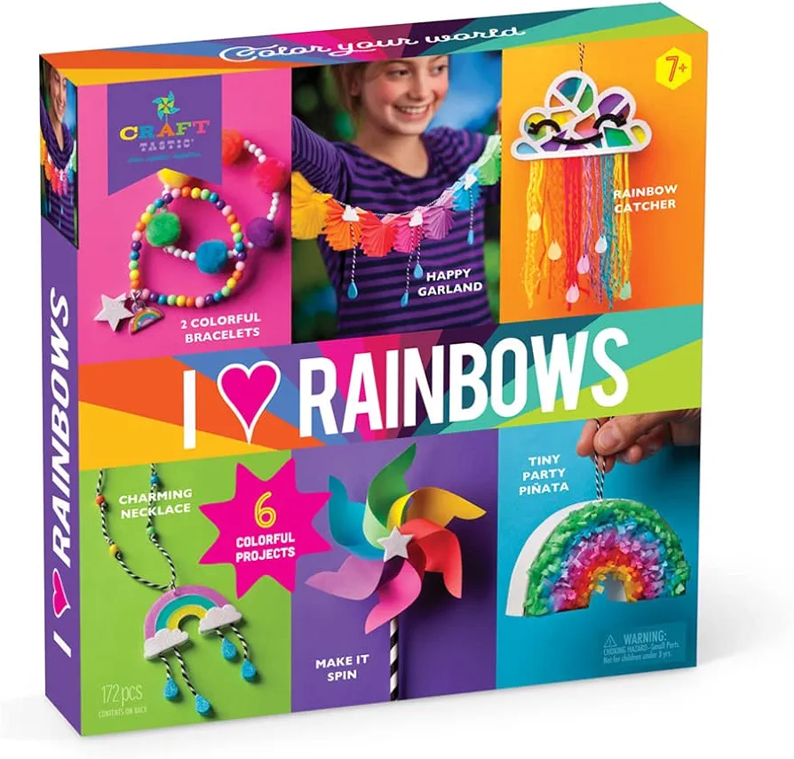 Craft-tastic – I Love Rainbows Craft Kit – Make 6 Colorful Arts & Crafts Projects