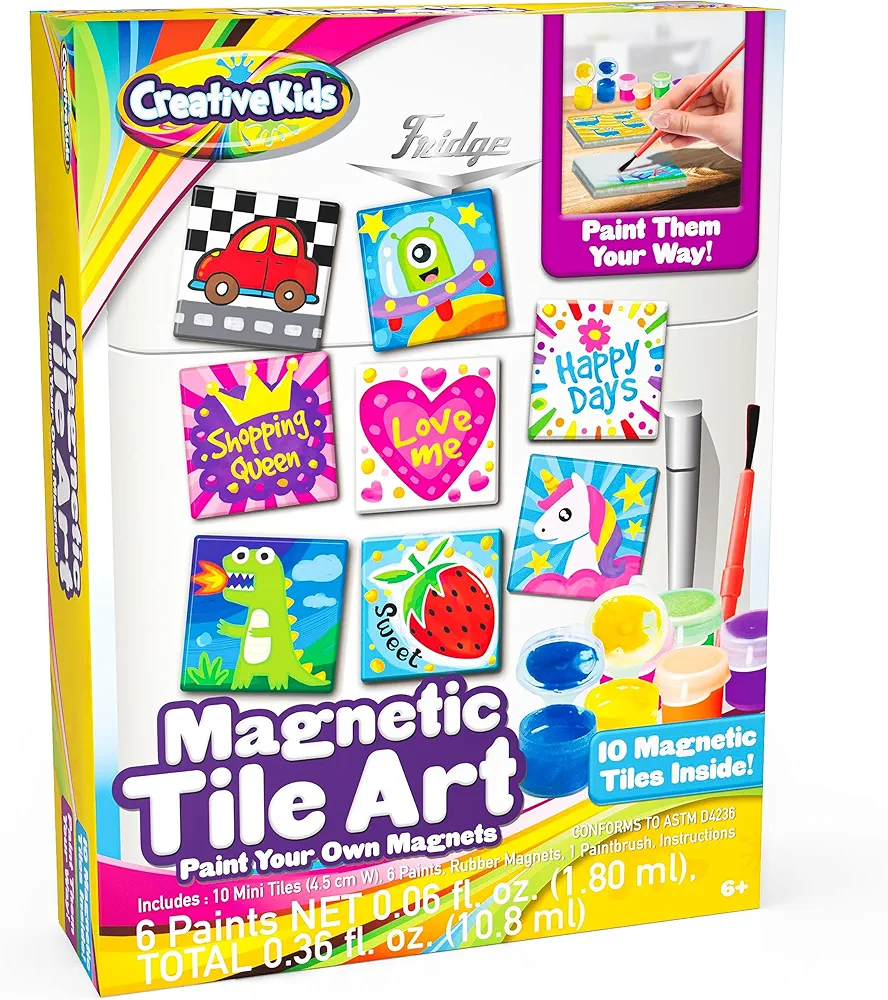 Creative Kids Magnetic Mini Tile Art - Make Your Own 10 Fridge Magnets