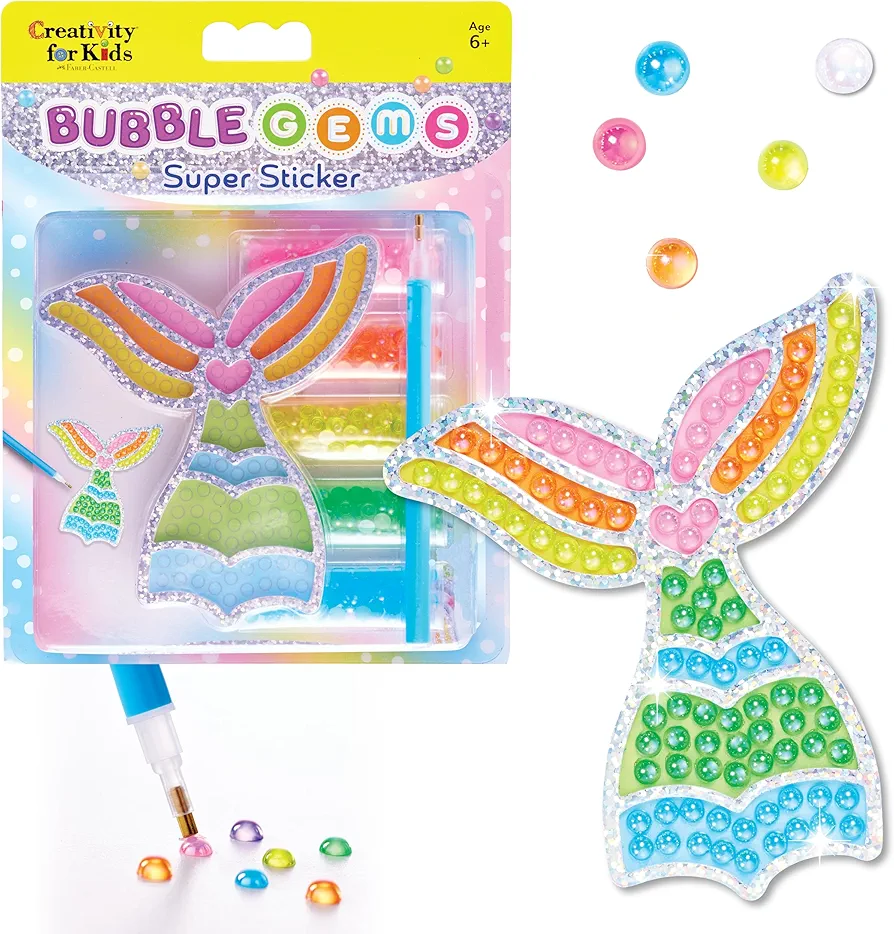 Creativity for Kids Bubble Gem Super Sticker: Mermaid, Crafts and Gifts for Girls and Boys, Diamond Painting Kits for Kids, Small Mermaid Gifts and Stocking Stuffer, Crafts for Girls Ages 6-8+