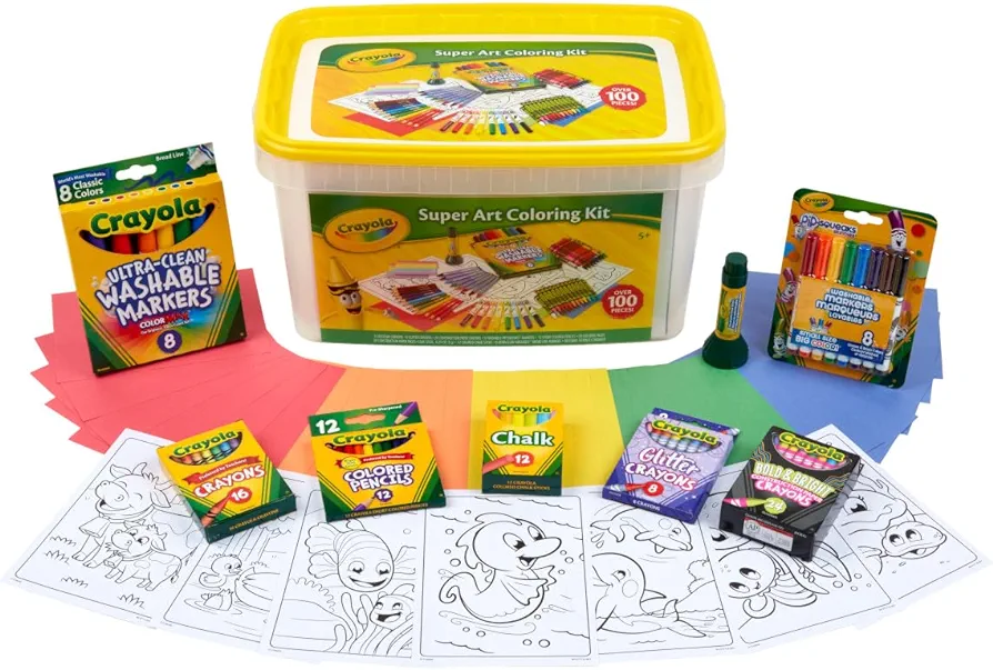 Crayola Super Art Coloring Kit (100+ Pcs), Arts & Crafts Set for Kids, Coloring Supplies for Classrooms, Gifts, Styles Vary [Amazon Exclusive]